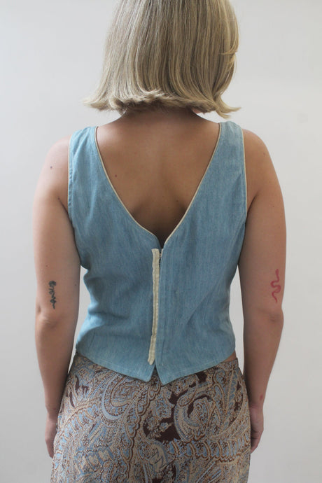 Denim corset top