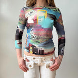 Italian Sheer Mesh Graphic Top
