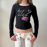 Italian Deadstock Black Beaded Graphic Baby Tee