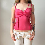 Italian Deadstock Hot Pink Stitched Mesh Tank