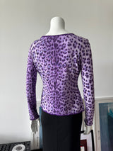 MOSCHINO Purple Leopard Print Cardigan