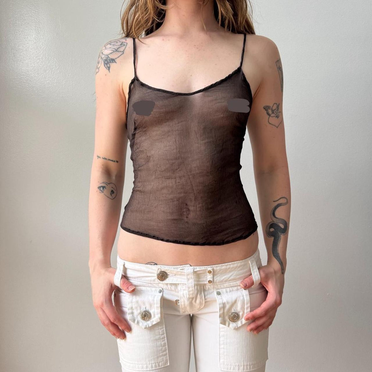 Italian Brown Sheer Silk Tank