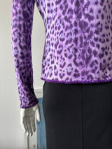 MOSCHINO Purple Leopard Print Cardigan