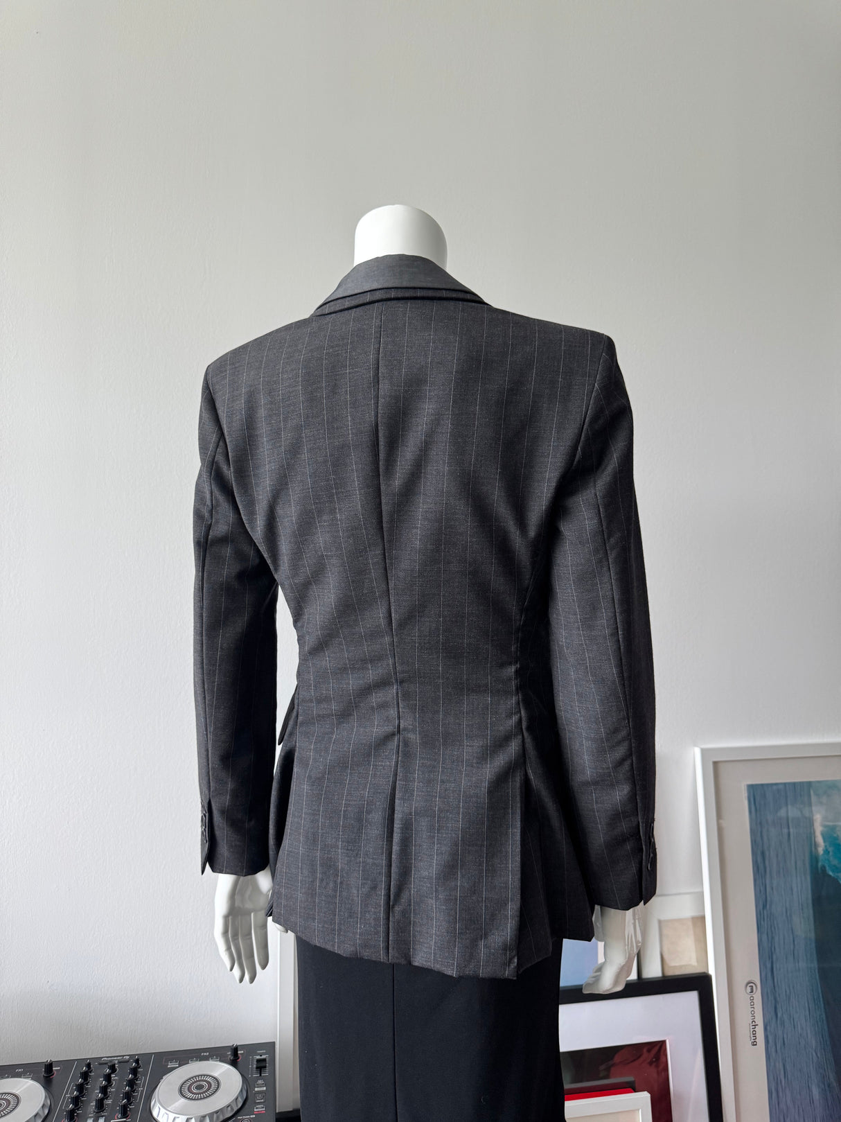 MOSCHINO Couture Deconstructed Gray and Pin Stripe Blazer