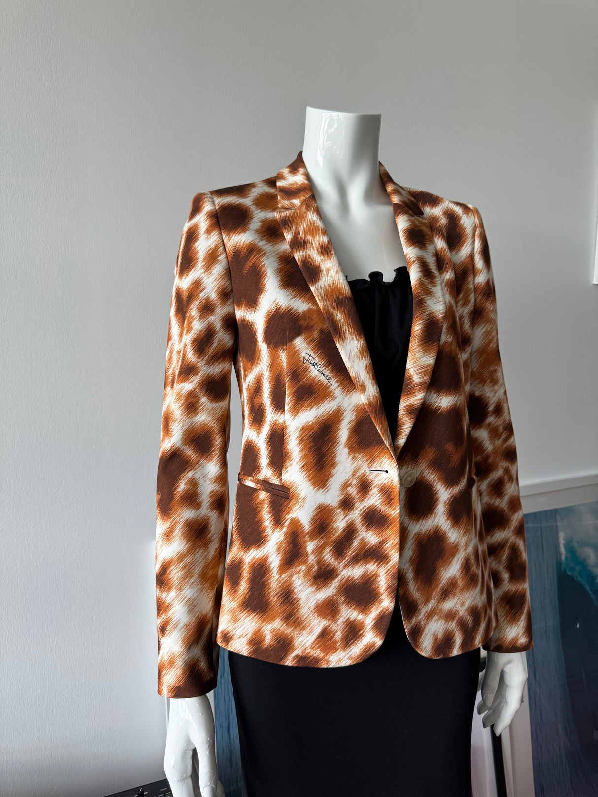 JUST CAVALLI Giraffe Animal Print Blazer