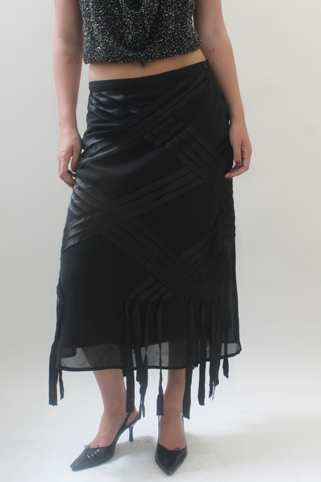 Black fringe skirt