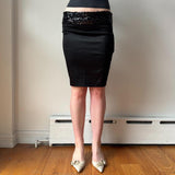 Italian Black Sequined Midi Skirt