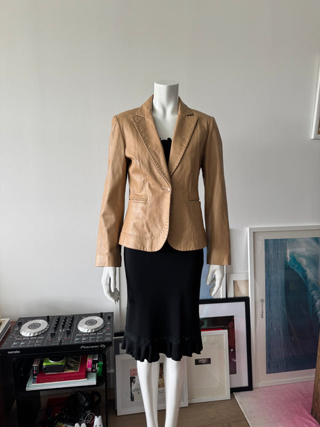 ISABELLA DEMARCO Light Brown Leather Blazer