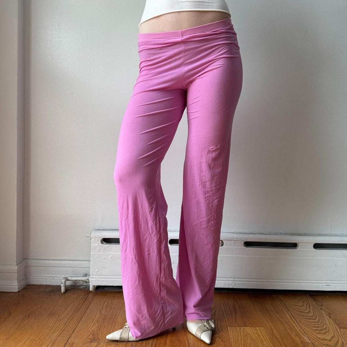 Italian Deadstock Pink Mesh Flare Pants