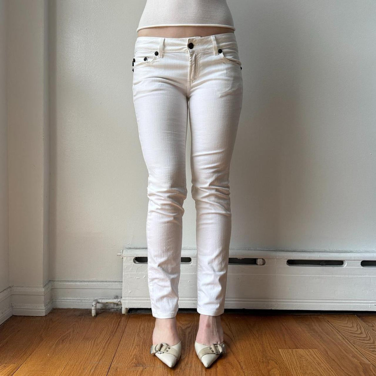 D&G White Low Rise Skinny Jeans