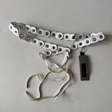 DSquared2 Deadstock White Leather Grommet Fringe Belt