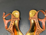 RALPH LAUREN Brown Studded Gladiator Heels Sz US 7