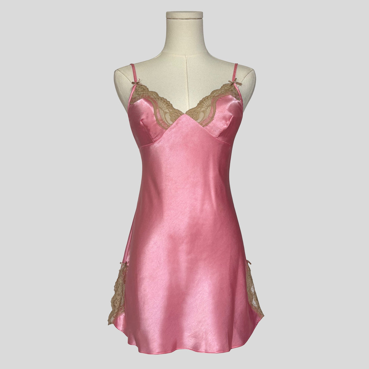 Silky lace trim slip dress