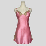Silky lace trim slip dress