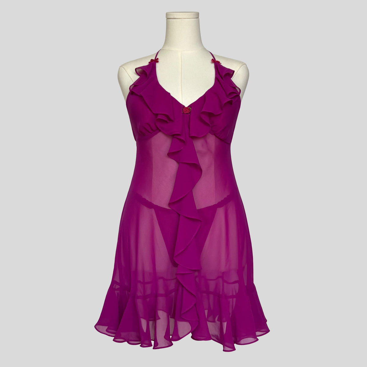 Sheer ruffled slip with matching panties