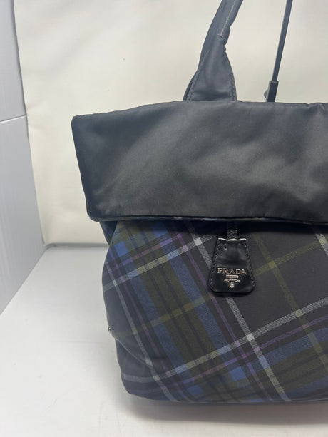 Prada Triangle Logo Plaid Nylon Leather (comes with strap)