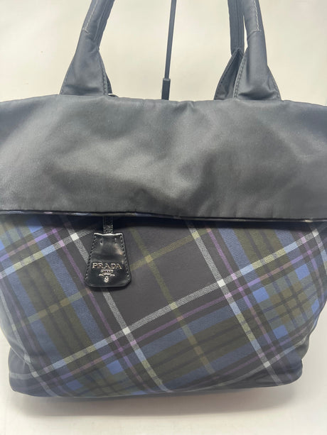 Prada Triangle Logo Plaid Nylon Leather (comes with strap)