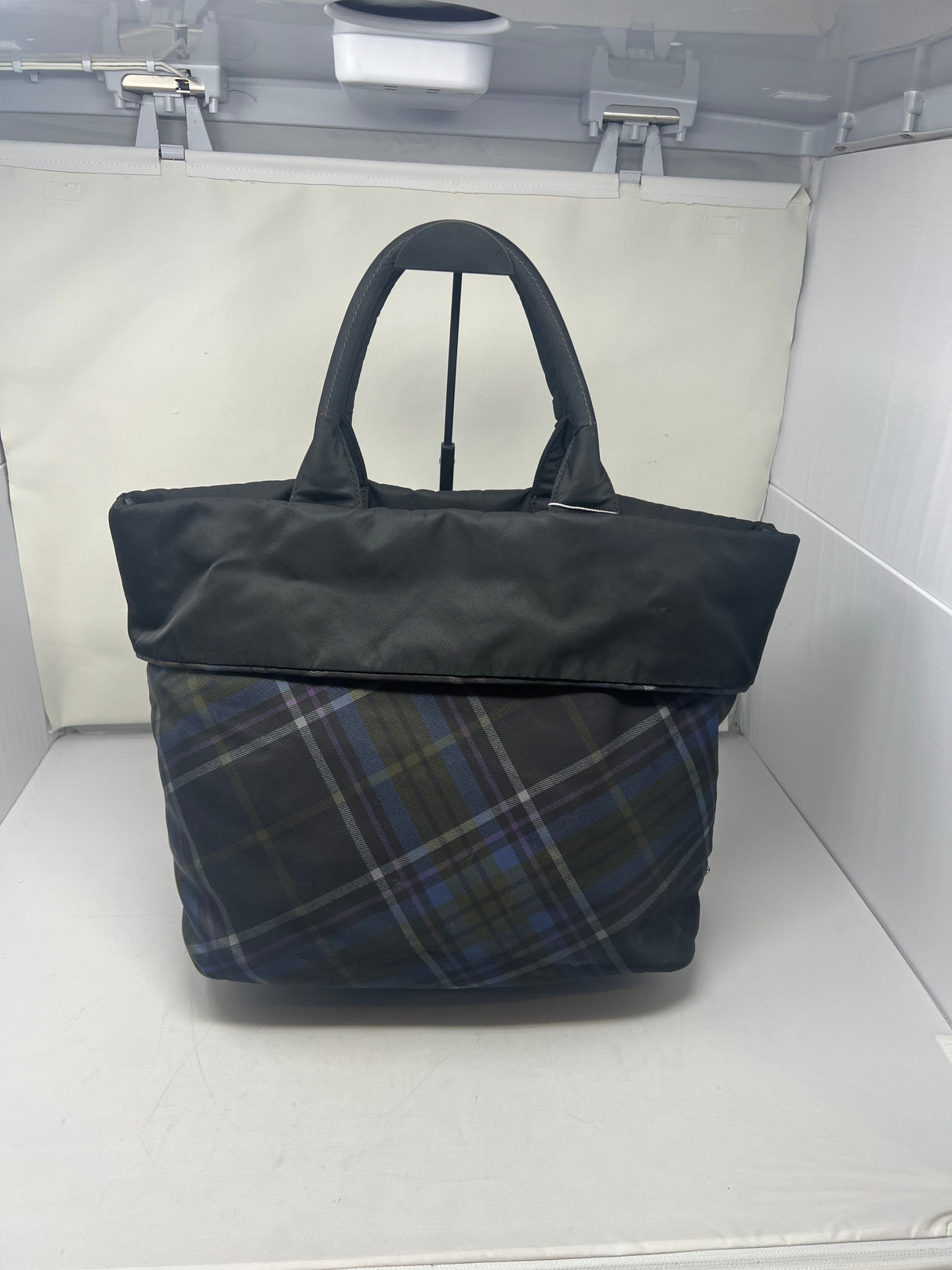 Prada Triangle Logo Plaid Nylon Leather (comes with strap)