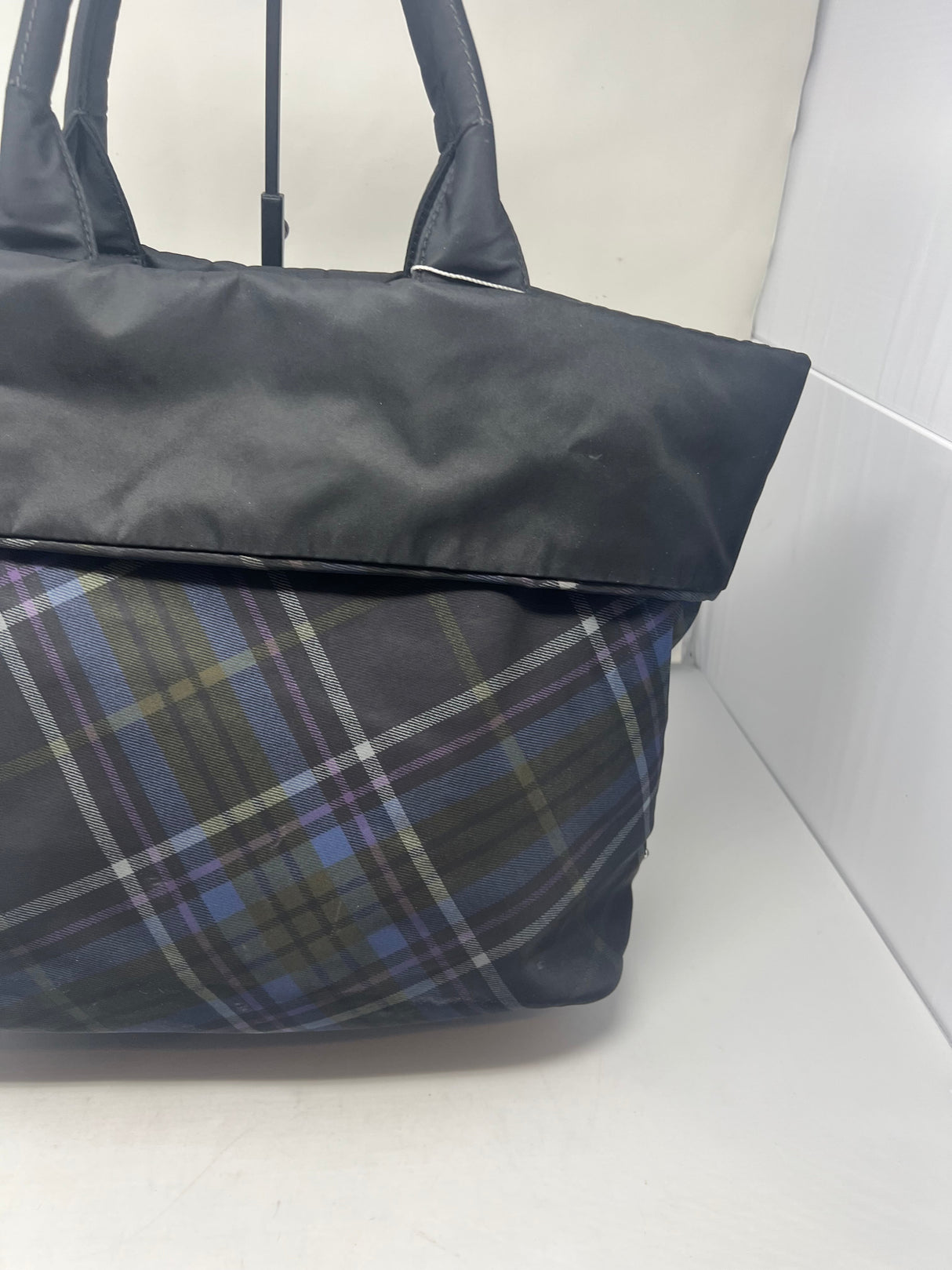 Prada Triangle Logo Plaid Nylon Leather (comes with strap)
