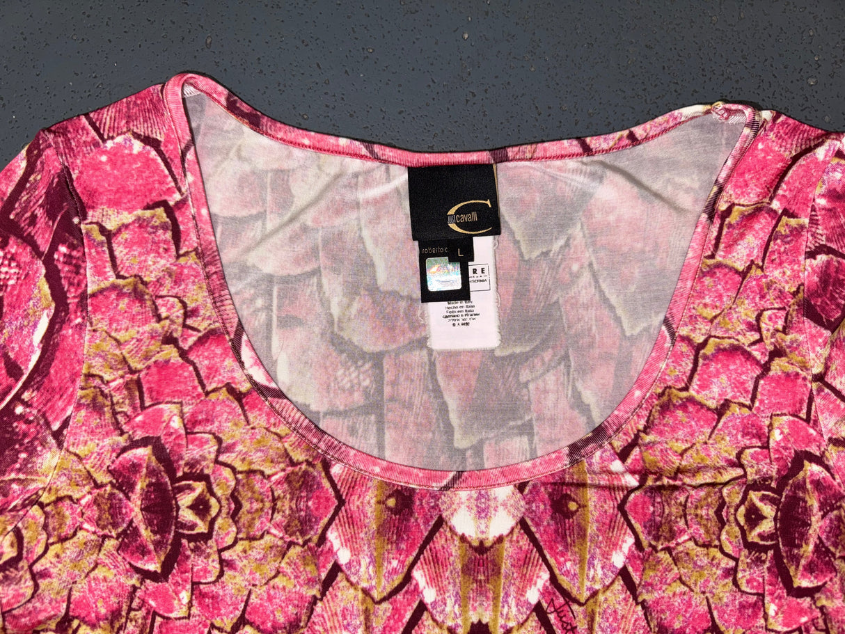 JUST CAVALLI Pink Snakeskin 3/4 Sleeve Top