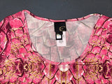JUST CAVALLI Pink Snakeskin 3/4 Sleeve Top