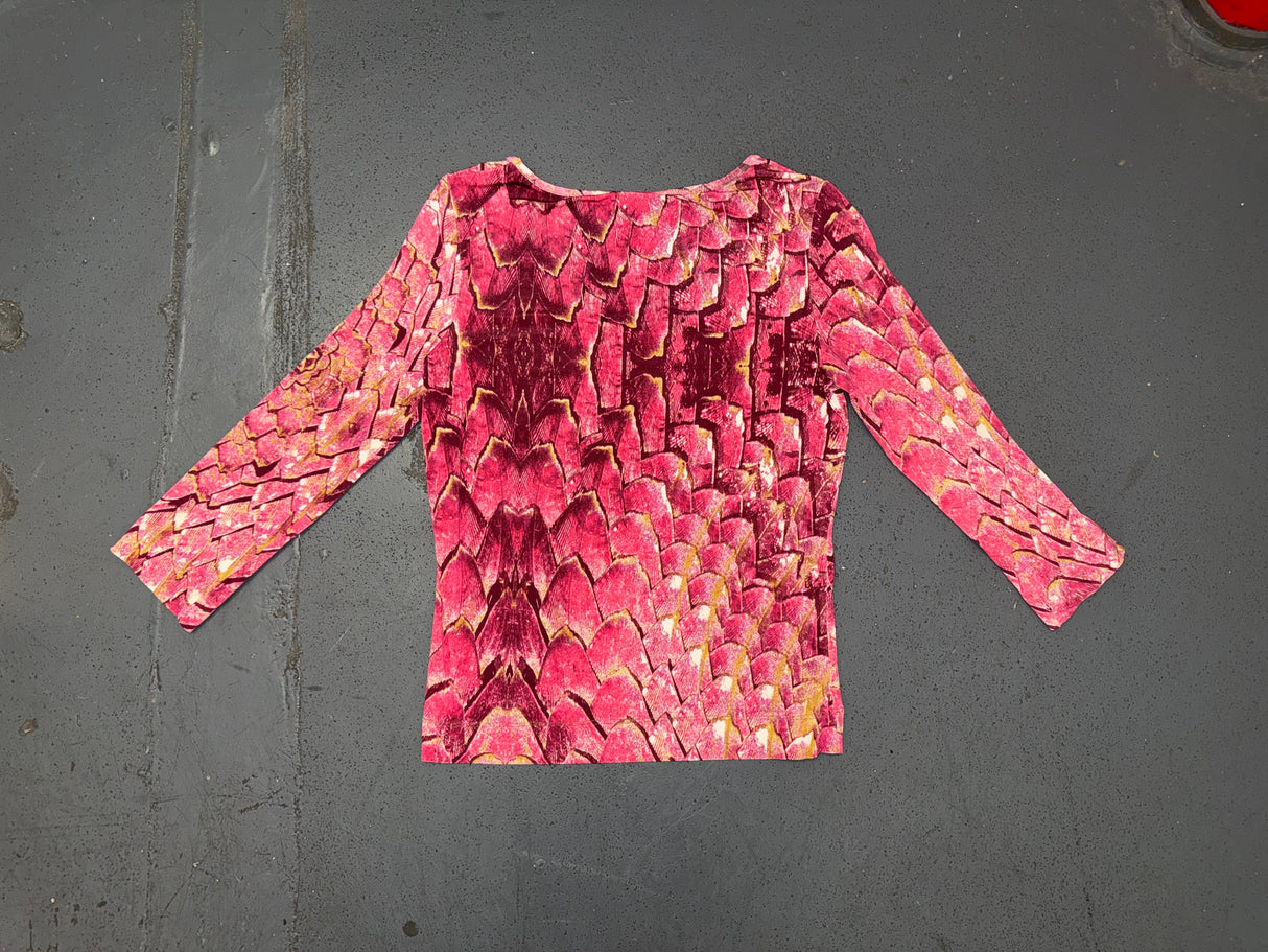 JUST CAVALLI Pink Snakeskin 3/4 Sleeve Top