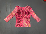 JUST CAVALLI Pink Snakeskin 3/4 Sleeve Top
