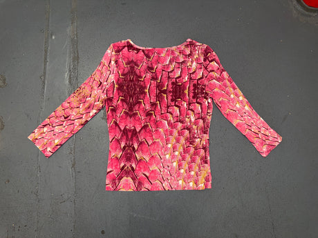 JUST CAVALLI Pink Snakeskin 3/4 Sleeve Top