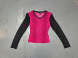 GUESS Pink Snakeskin and Black Mesh Sleeve Top