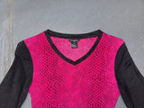 GUESS Pink Snakeskin and Black Mesh Sleeve Top