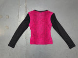 GUESS Pink Snakeskin and Black Mesh Sleeve Top