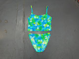 Blue/Green Tropical Print Tankini Top and Bottoms