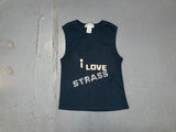 SONIA RYKIEL Black Tank Top with Rhinestone Text