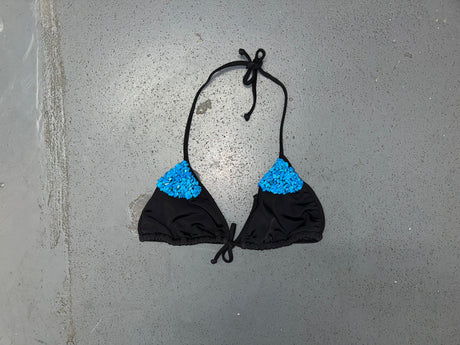 Black Triangle Bikini Top with Turquoise Stones
