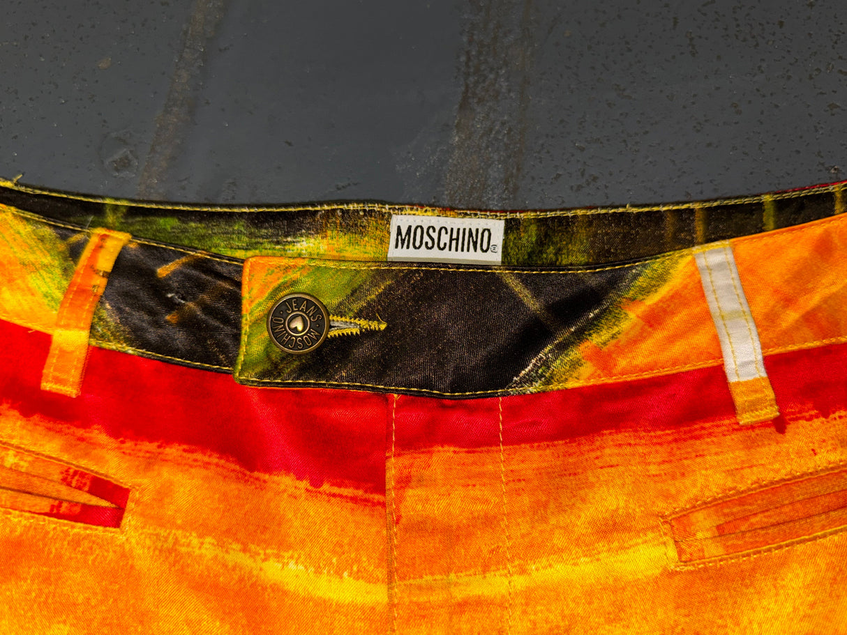 MOSCHINO Red/Black/Orange Striped Pants