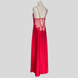 Backless silky gown and mesh robe set in red