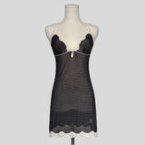 Polka dot lace trim chemise