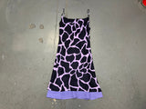 TESSUTO Black and Purple Animal Print Midi Slip Dress
