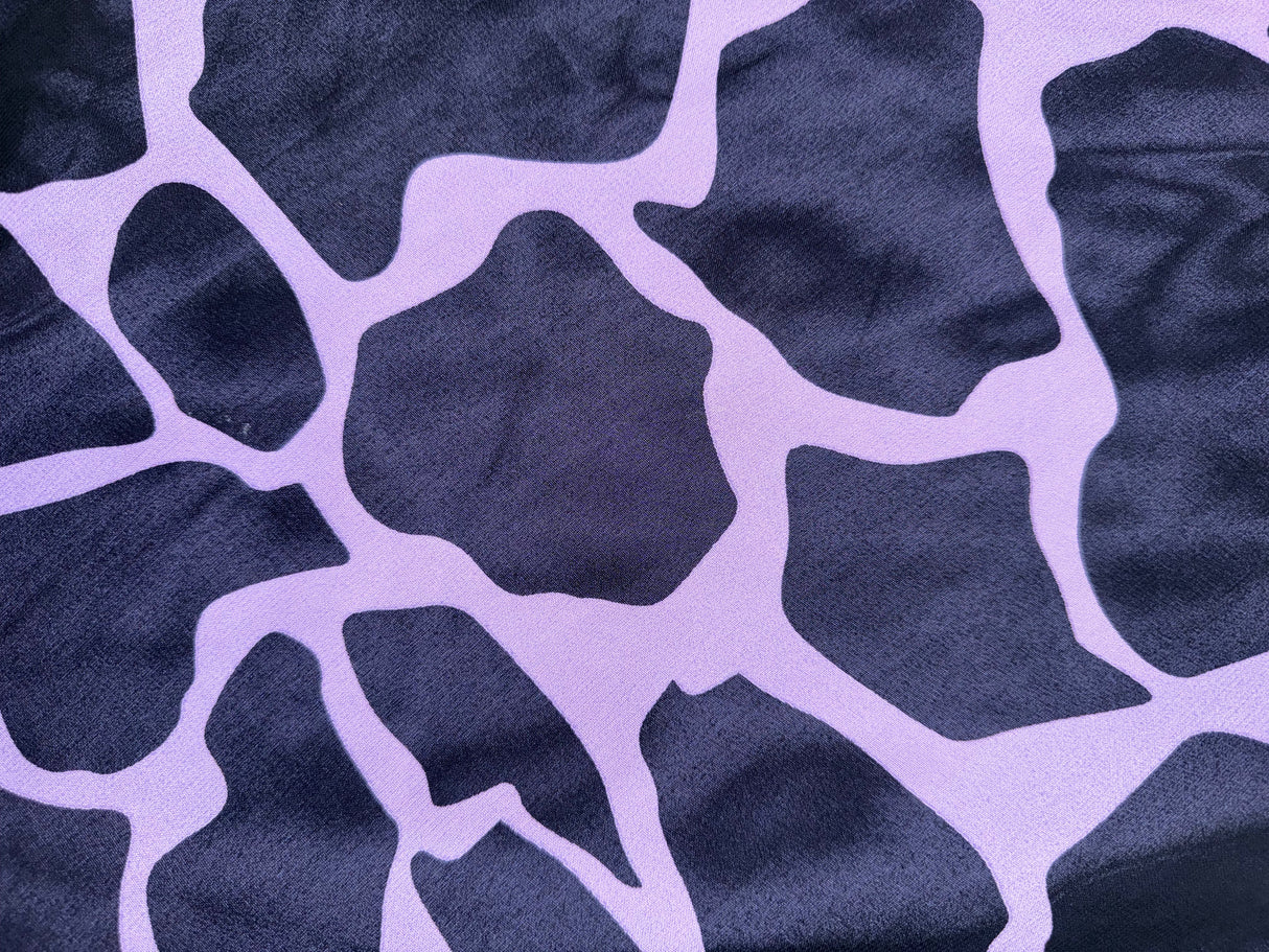TESSUTO Black and Purple Animal Print Midi Slip Dress