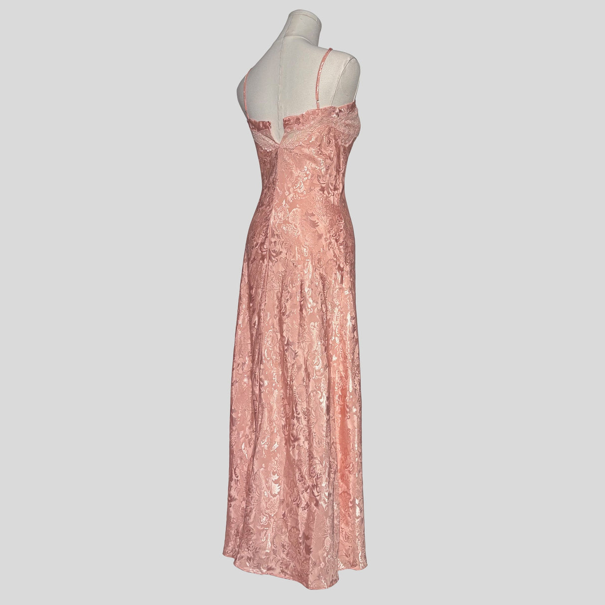 Brocade floral lace trim gown
