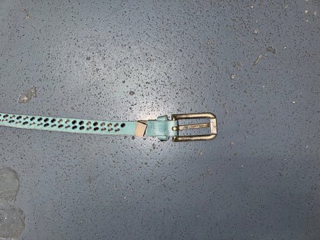 Blue Leather Skinny Belt with Silver Studs