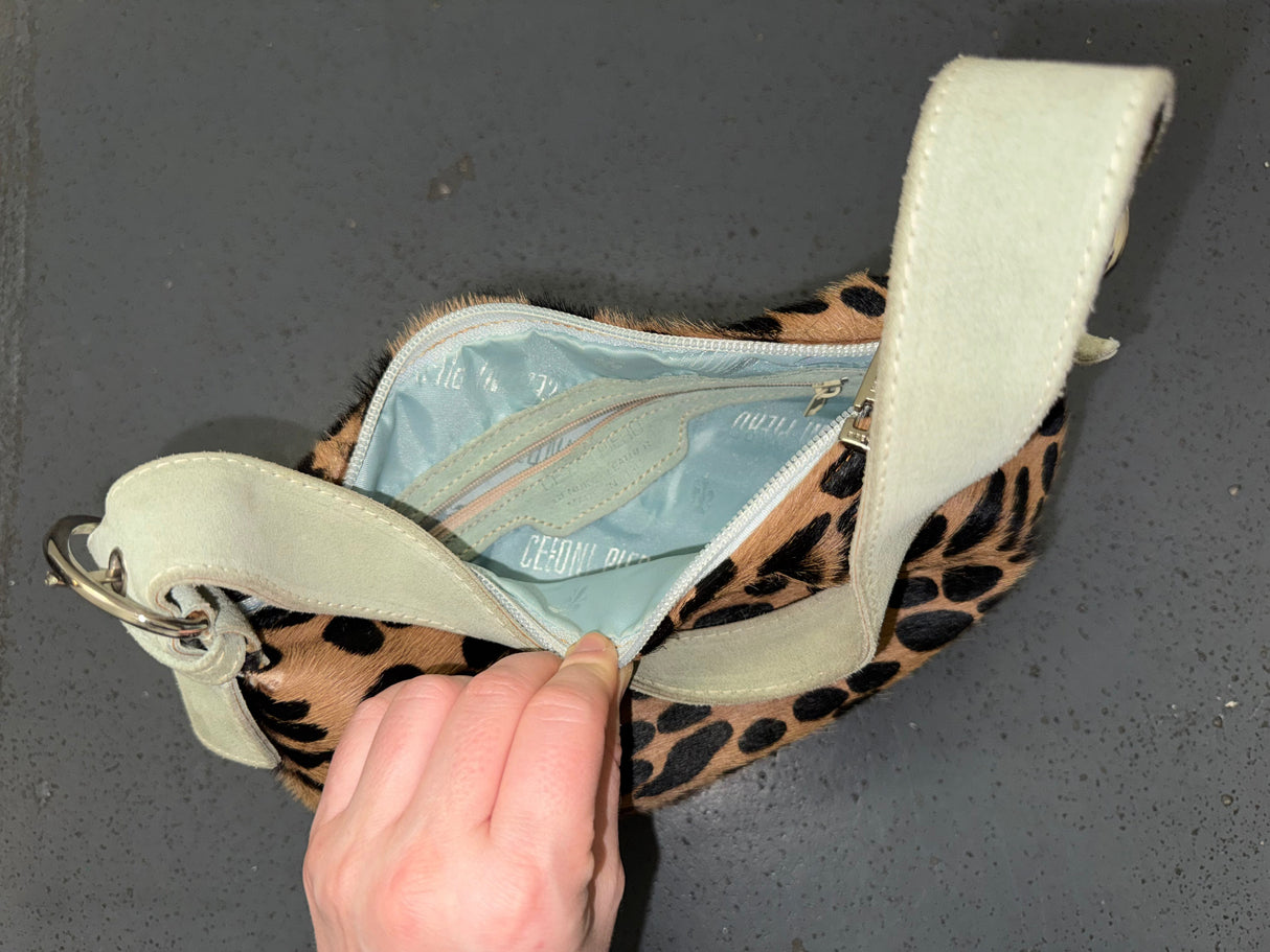CECCONI PIERO Pony Hair Animal Print Shoulder Bag