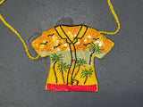 Beaded Sequin Hawaii Shirt Evening Bag with Crossbody Strap