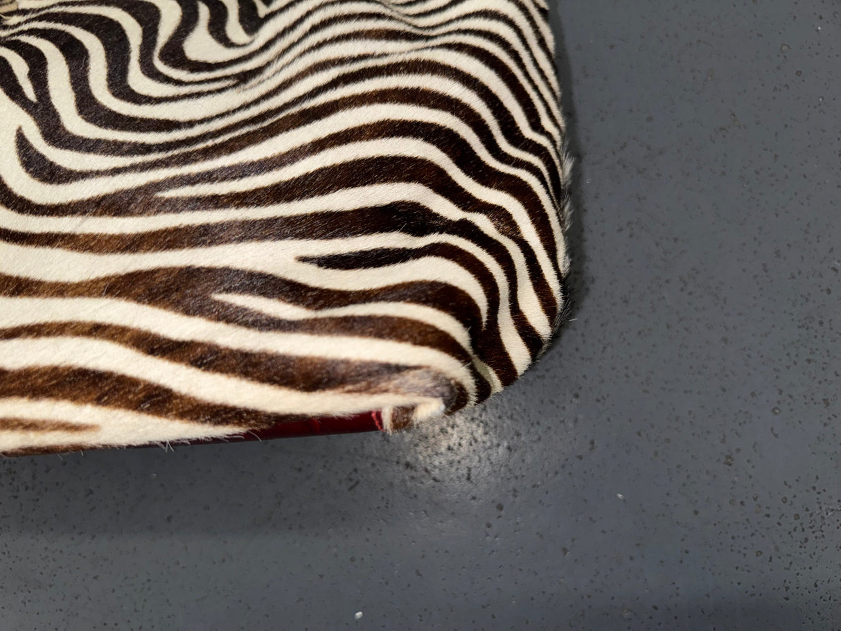 CECCONI PIERO Ponyhair Zebra Print and Red Tote Bag