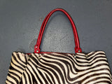 CECCONI PIERO Ponyhair Zebra Print and Red Tote Bag