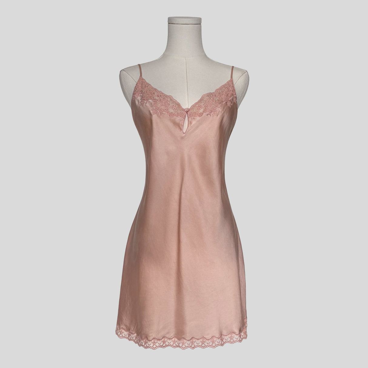 Lace trim silk slip dress