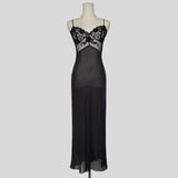 Delicate sheer lace gown in black