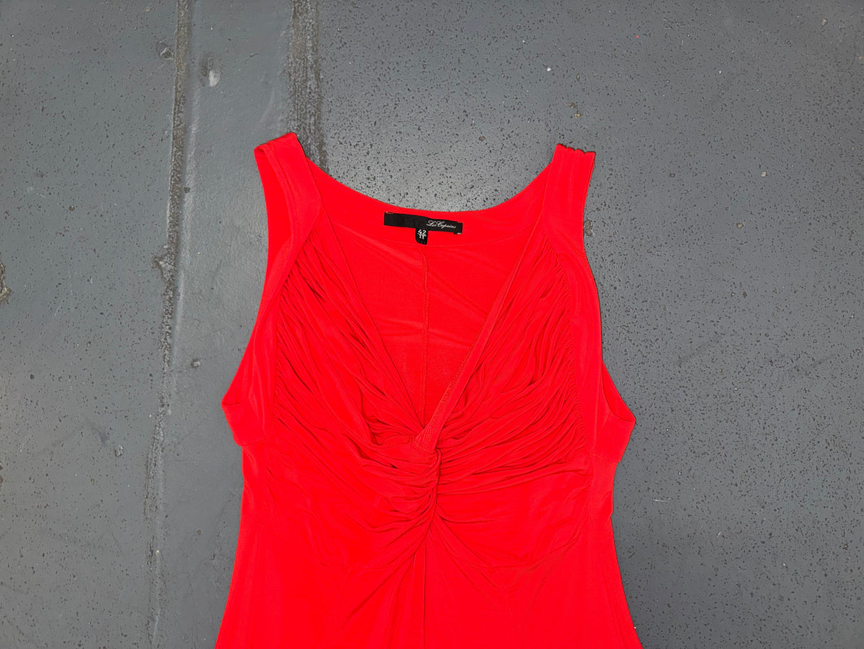 LES COPAINS Red Ruched Front Midi Dress