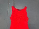 LES COPAINS Red Ruched Front Midi Dress
