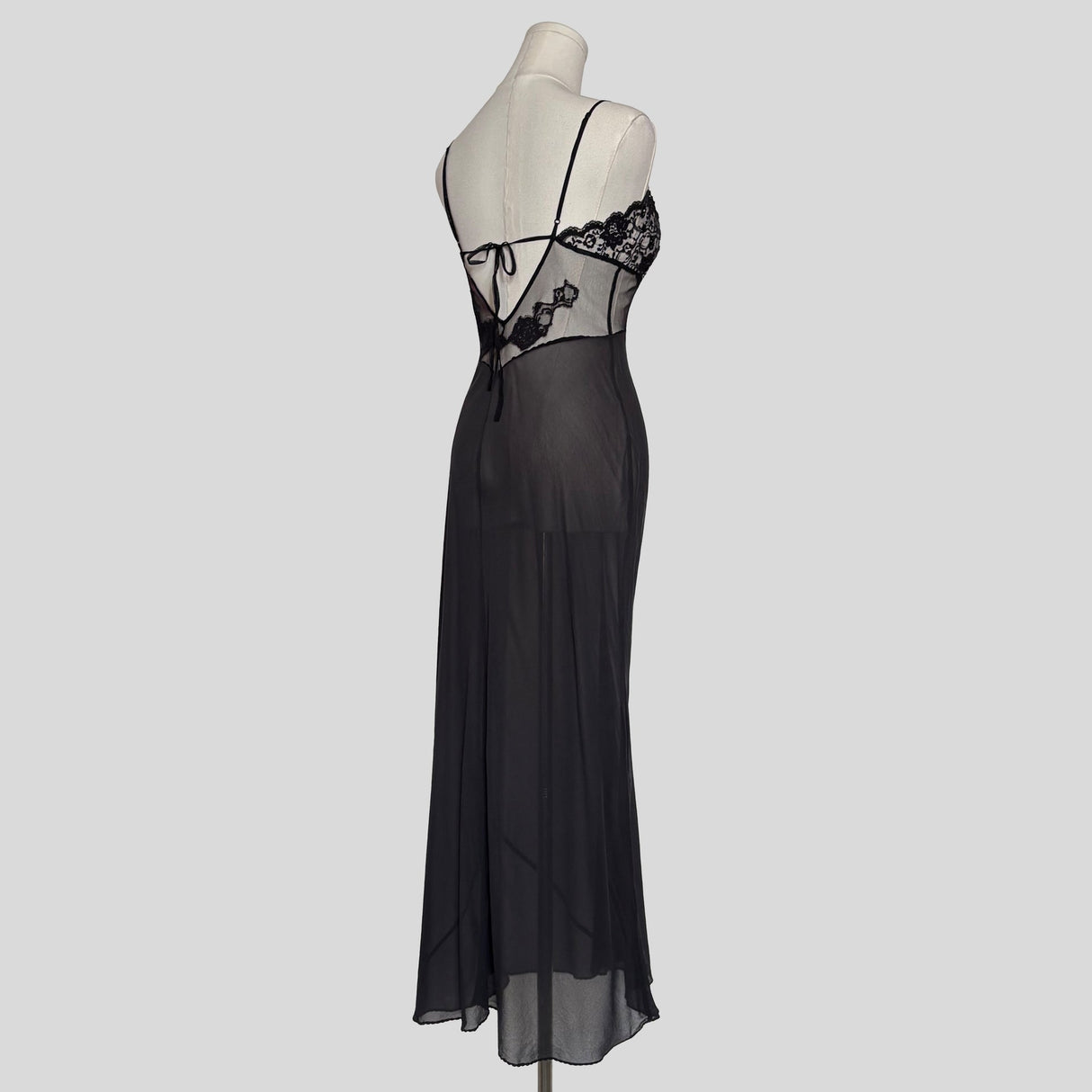 Delicate sheer lace gown in black